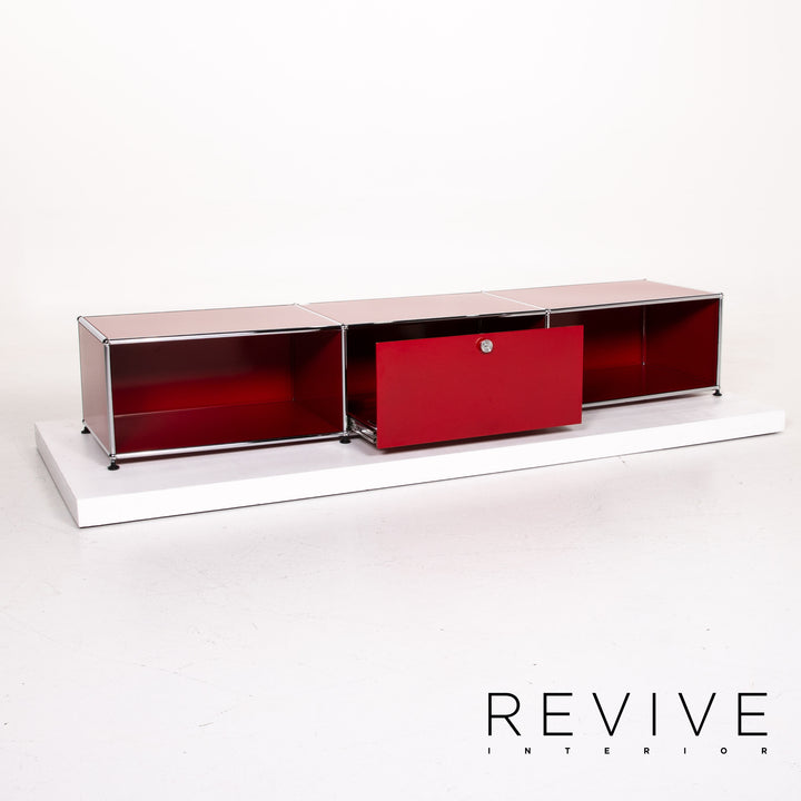 USM Haller buffet bas en métal rouge buffet TV mobilier de bureau #12536