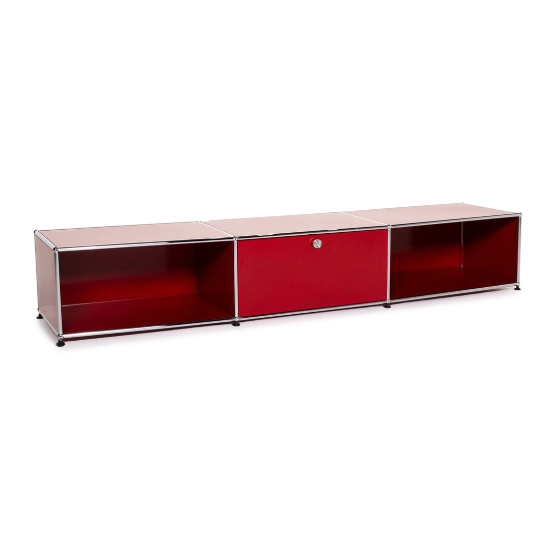 USM Haller buffet bas en métal rouge buffet TV mobilier de bureau #12536