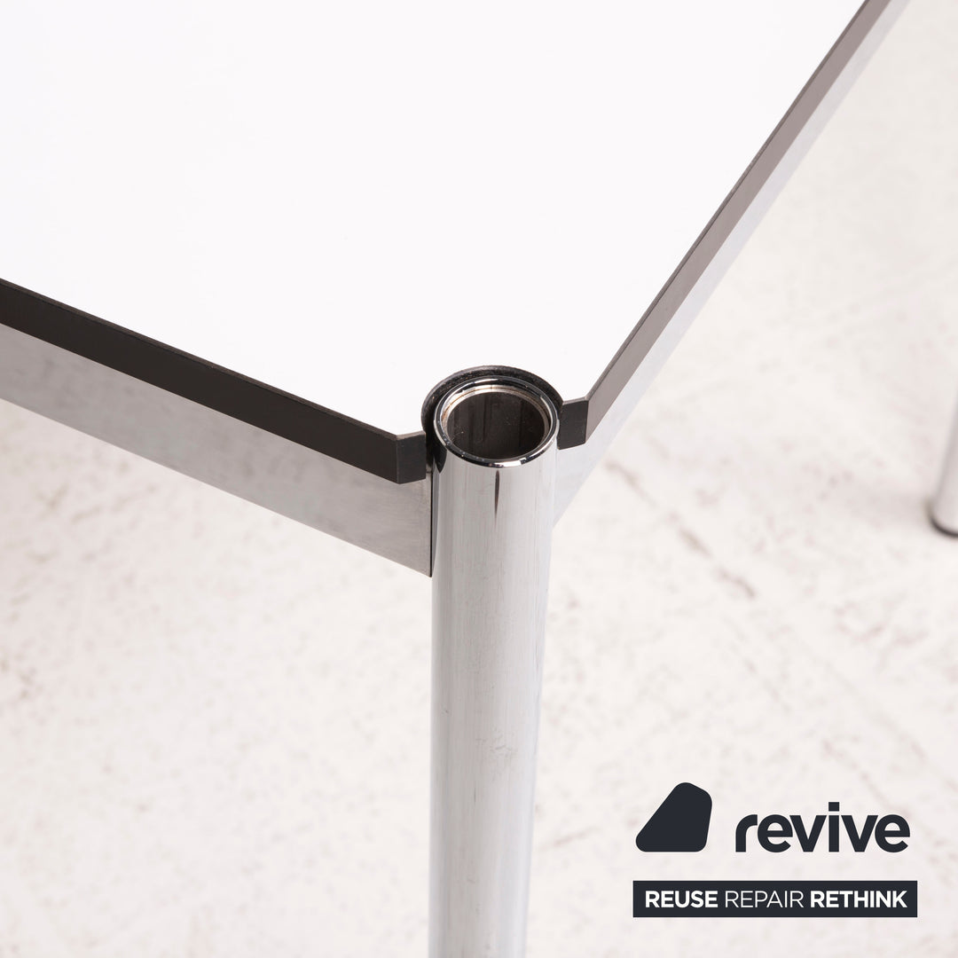 USM Haller Metal Table White Desk Chrome