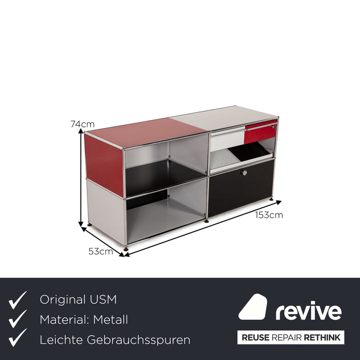 USM Haller Sideboard Gray Red Black Drawer
