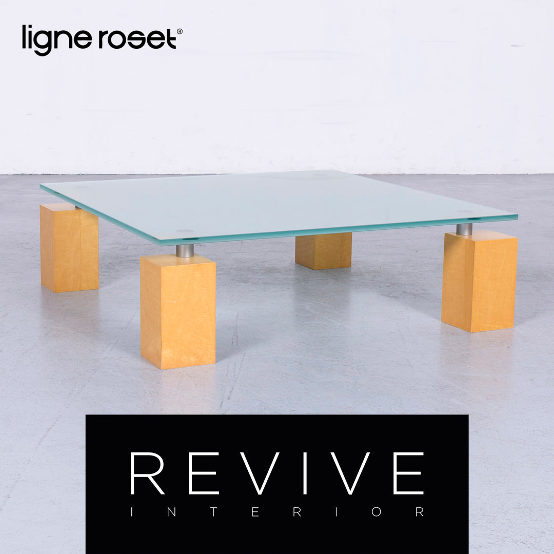 ligne roset Squadra Designer Glastisch Modern Tisch Couchtisch Glas Holz #6539