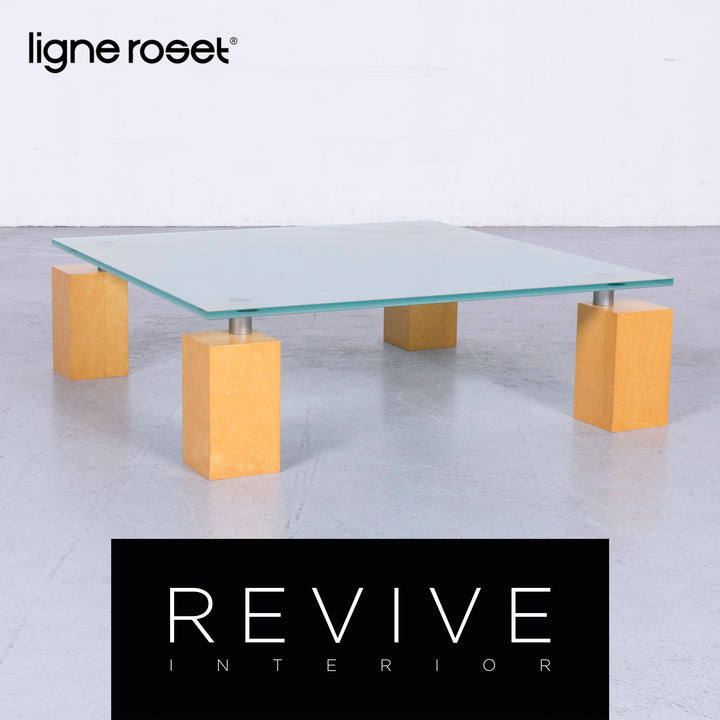 ligne roset Squadra Designer Glastisch Modern Tisch Couchtisch Glas Holz #6539