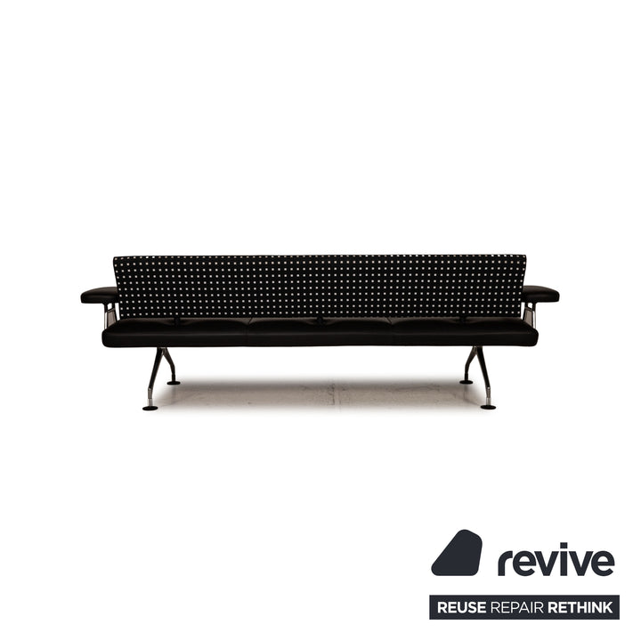 Vitra Area Seating Canapé en cuir noir Canapé trois places