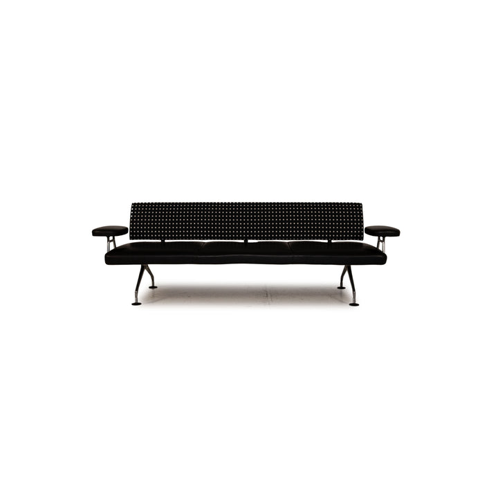 Vitra Area Seating Canapé en cuir noir Canapé trois places