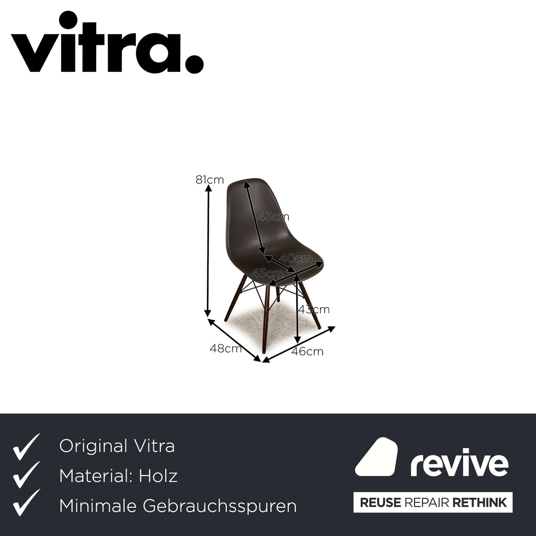 Vitra DSR Eames Plastic Side Chair Wood Chair Grey