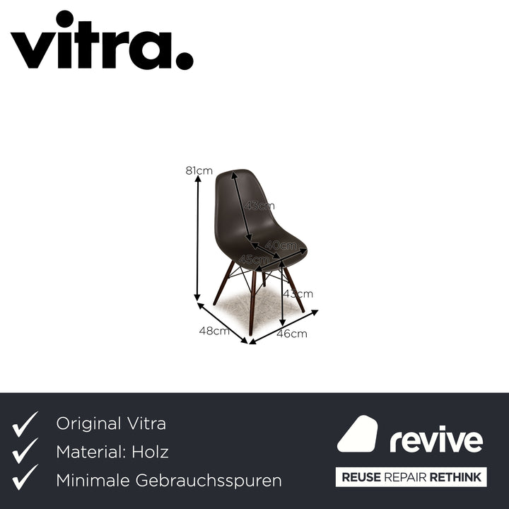 Vitra DSR Eames Plastic Side Chair Wood Chair Grey
