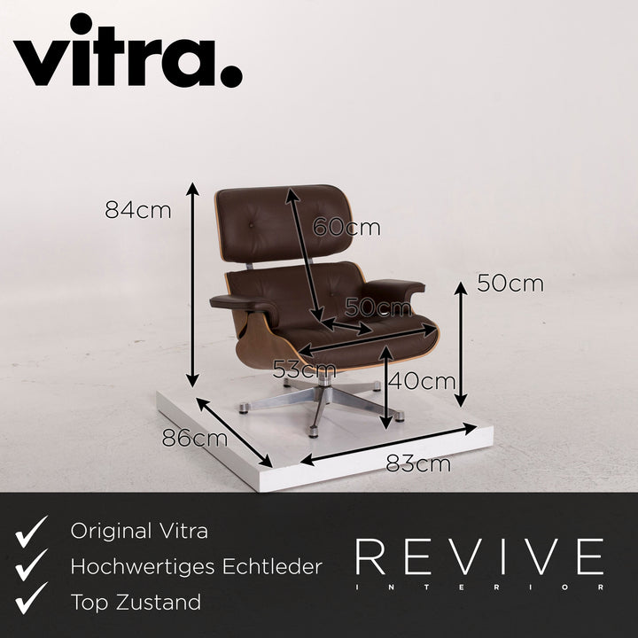 Vitra Eames Lounge Chair avec fauteuil ottoman en cuir marron Charles &amp; Ray #12368