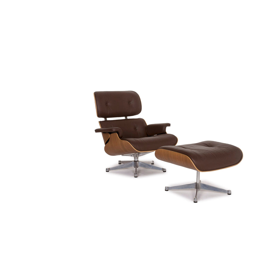 Vitra Eames Lounge Chair avec fauteuil ottoman en cuir marron Charles &amp; Ray #12368