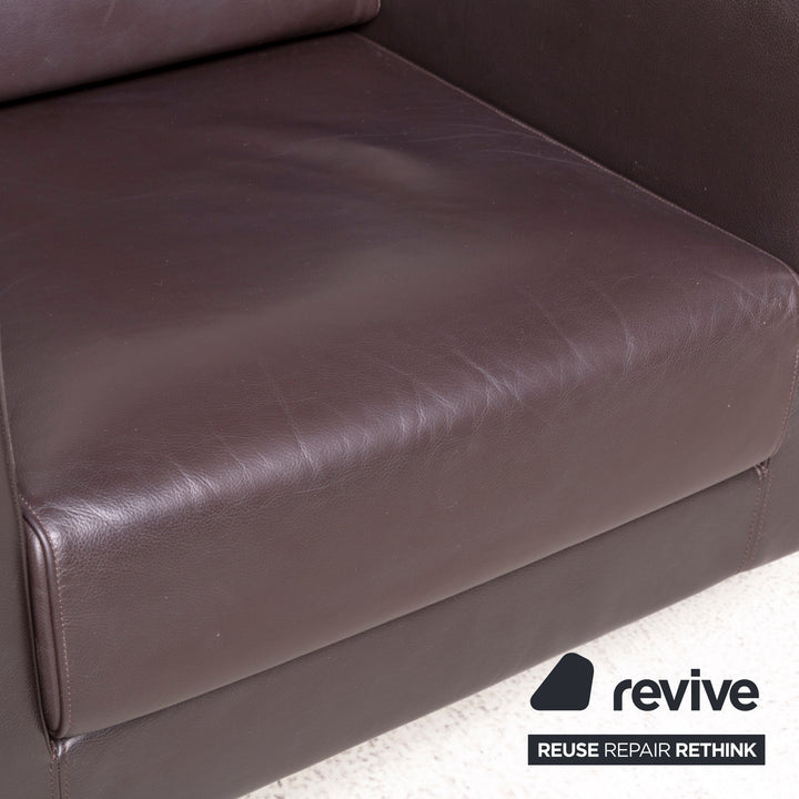 Vitra Park Armchair Swivel with base (non-swivelling) Leather Dark Brown Brown Jasper Morrison Polished Aluminum Solid Wood #3659