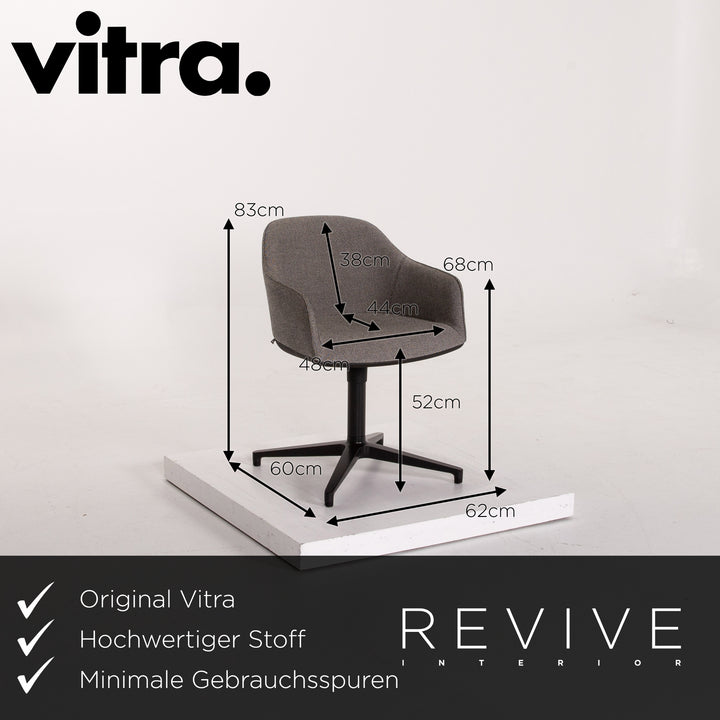 Vitra Softshell Stoff Sessel Grau Drehbar Stuhl #13812