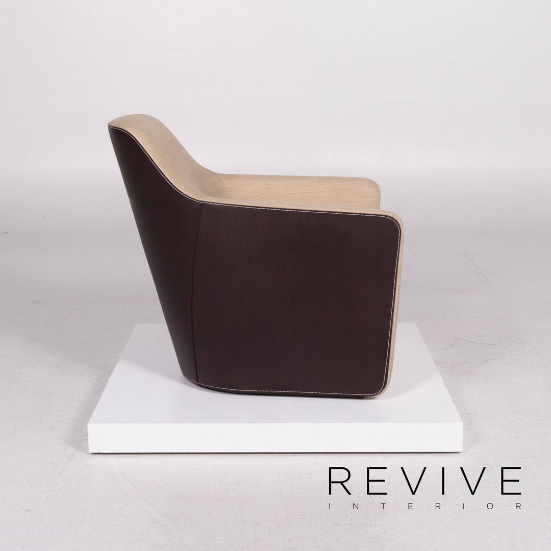 Walter Knoll Foster 520 Leather and Fabric Armchair Brown Part Leather Fabric #11594