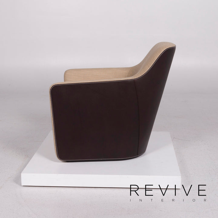 Walter Knoll Foster 520 Leather and Fabric Armchair Brown Part Leather Fabric #11594