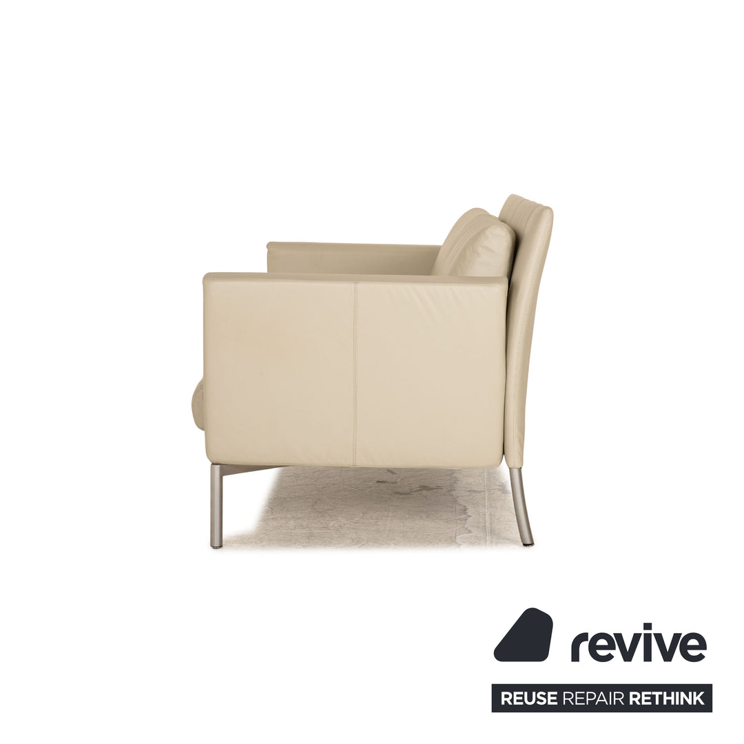 Walter Knoll Jason Canapé 2 places en cuir crème avec fonction canapé