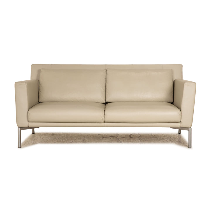 Walter Knoll Jason Canapé 2 places en cuir crème avec fonction canapé