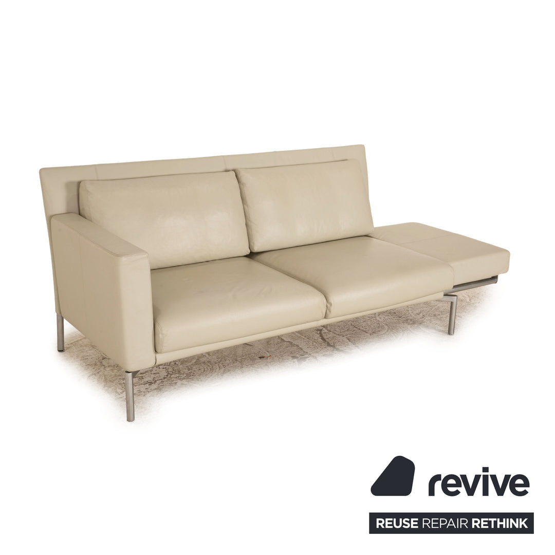 Walter Knoll Jason Canapé 2 places en cuir crème avec fonction canapé