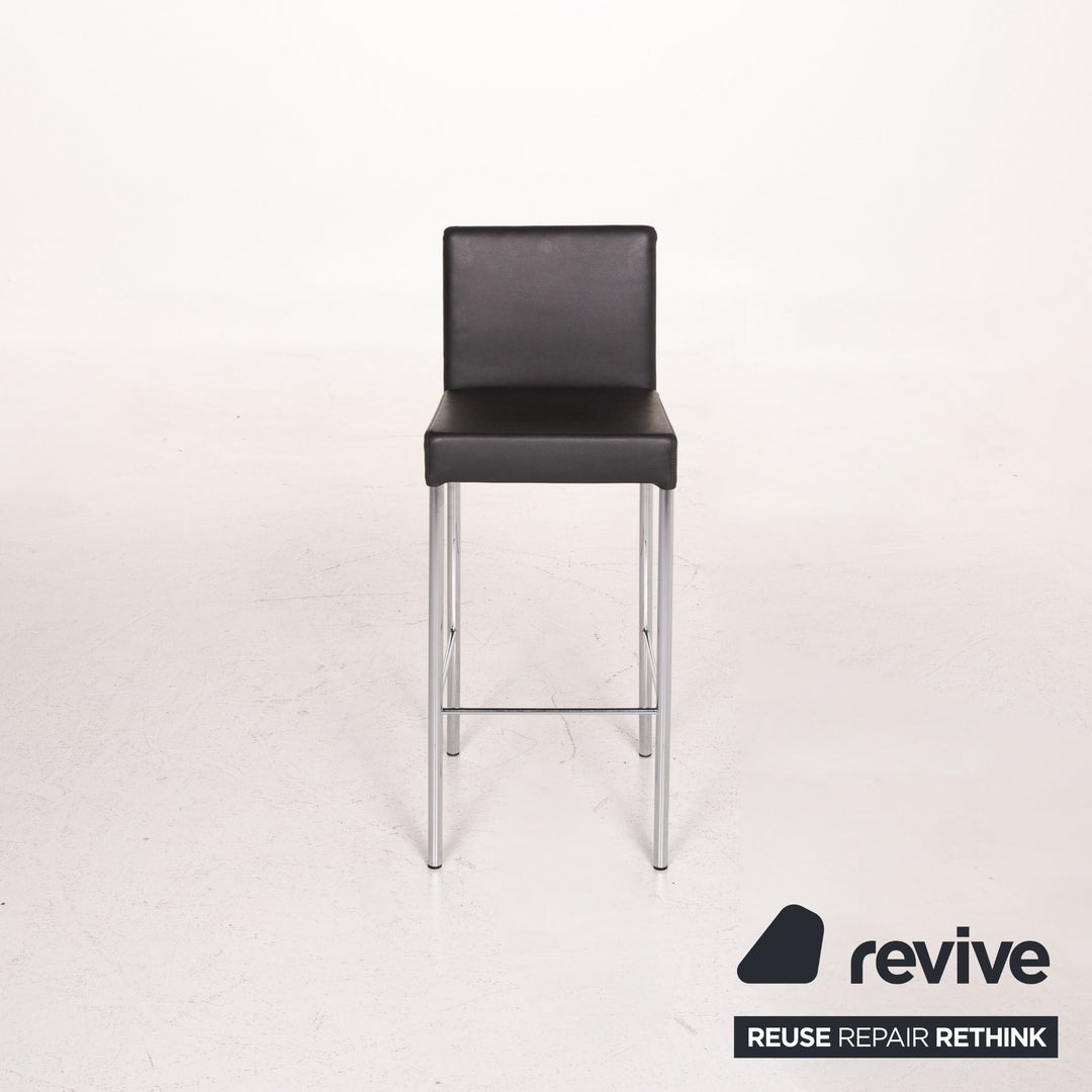 Walter Knoll Leder Barhocker Anthrazit Grau Stuhl #15141