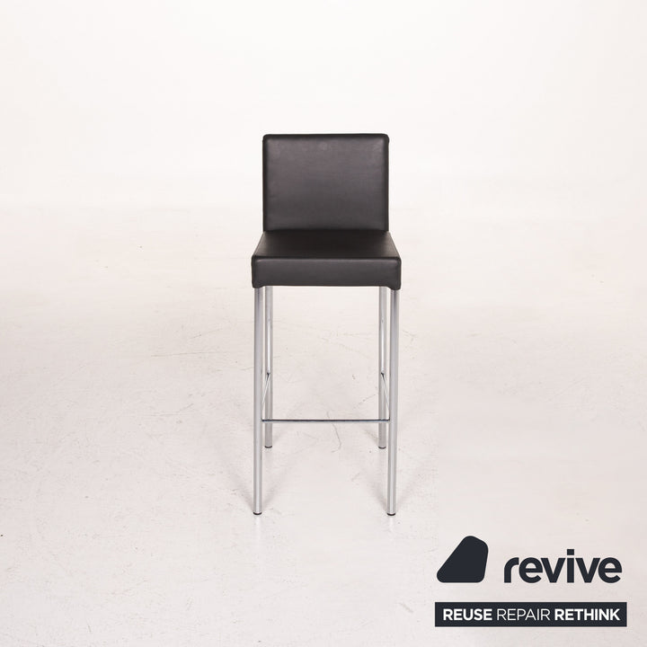 Walter Knoll Leder Barhocker Anthrazit Grau Stuhl #15141