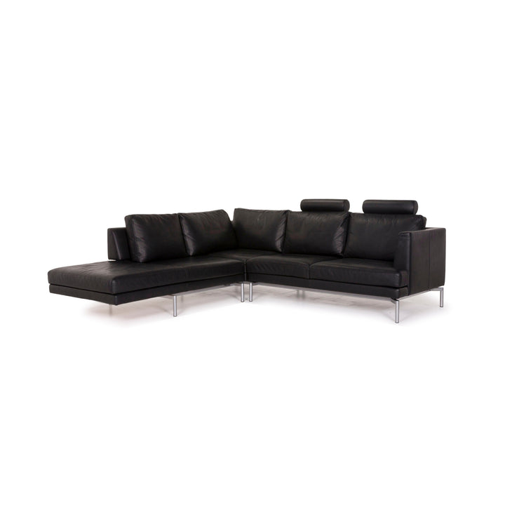 Walter Knoll Leather Sofa Black Corner Sofa #12289