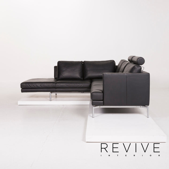 Walter Knoll Leather Sofa Black Corner Sofa #12289