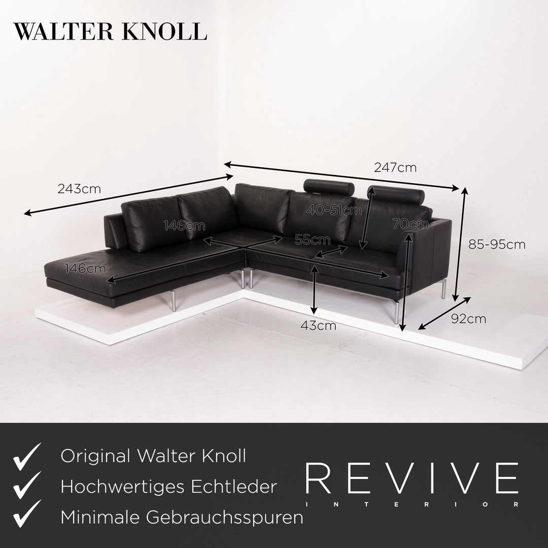 Walter Knoll Leather Sofa Black Corner Sofa #12508