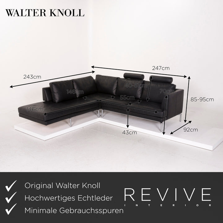 Walter Knoll Leather Sofa Black Corner Sofa #12508