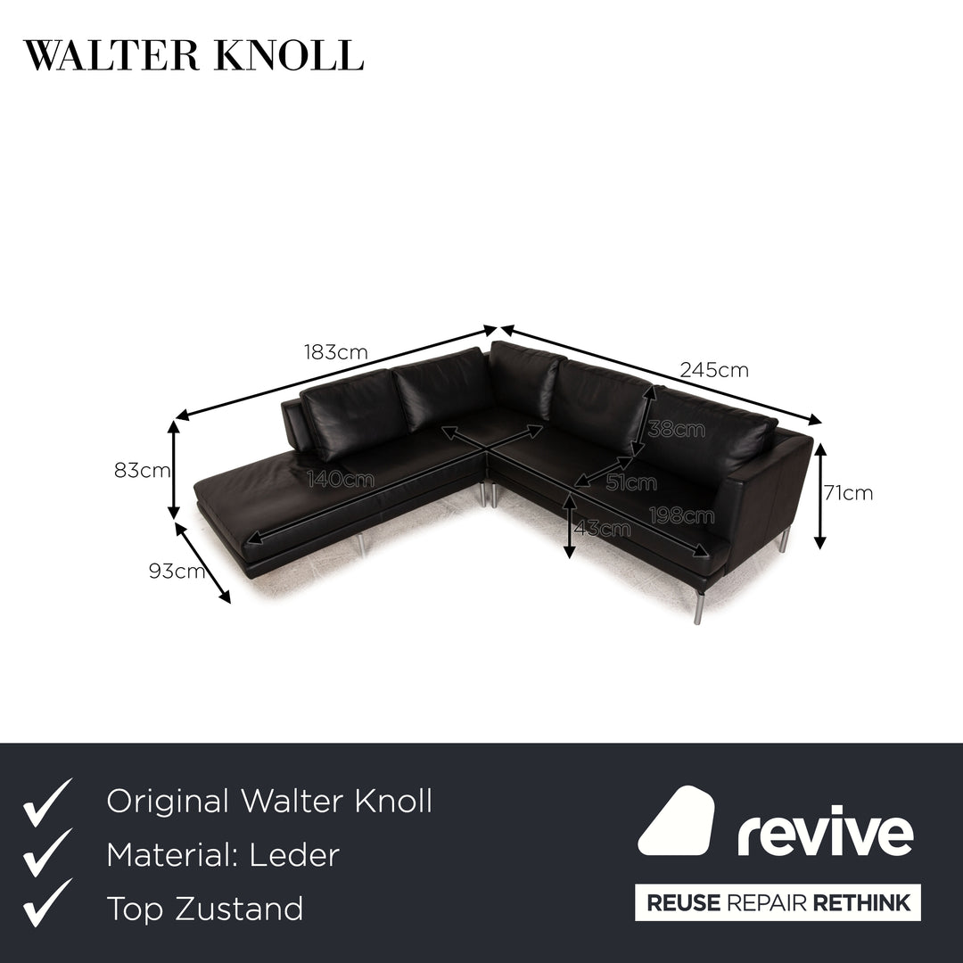 Walter Knoll Leder Sofa Schwarz Ecksofa Couch