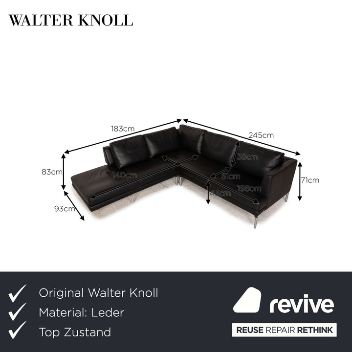 Walter Knoll Leder Sofa Schwarz Ecksofa Couch