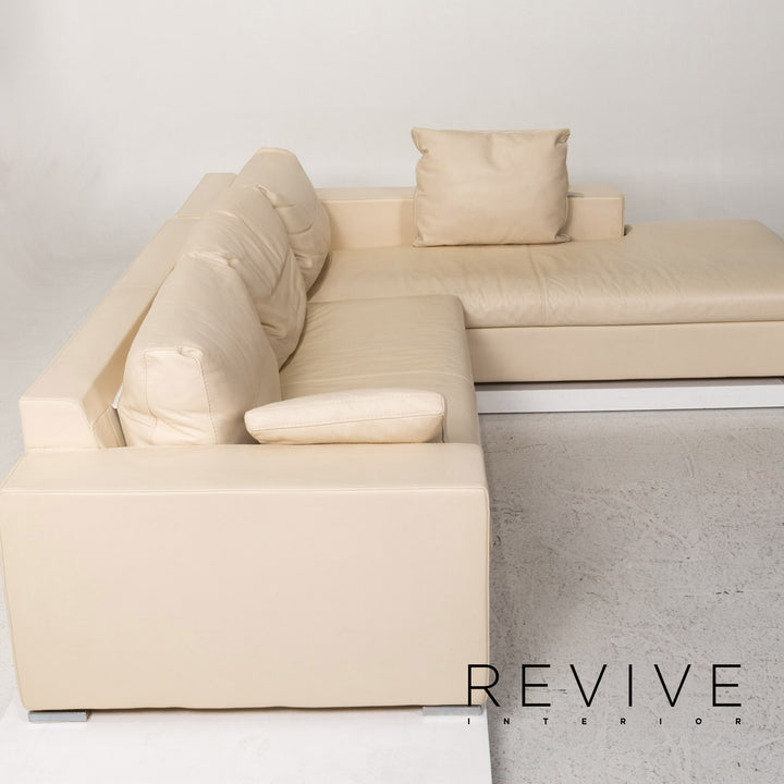 Who's Perfect Leder Ecksofa Creme Sofa Couch #13256