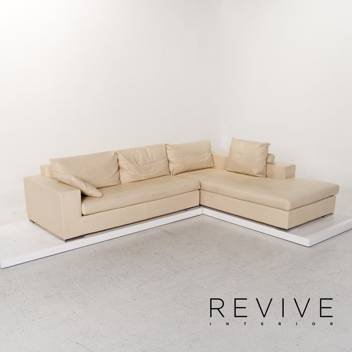 Who's Perfect Leder Ecksofa Creme Sofa Couch #13256