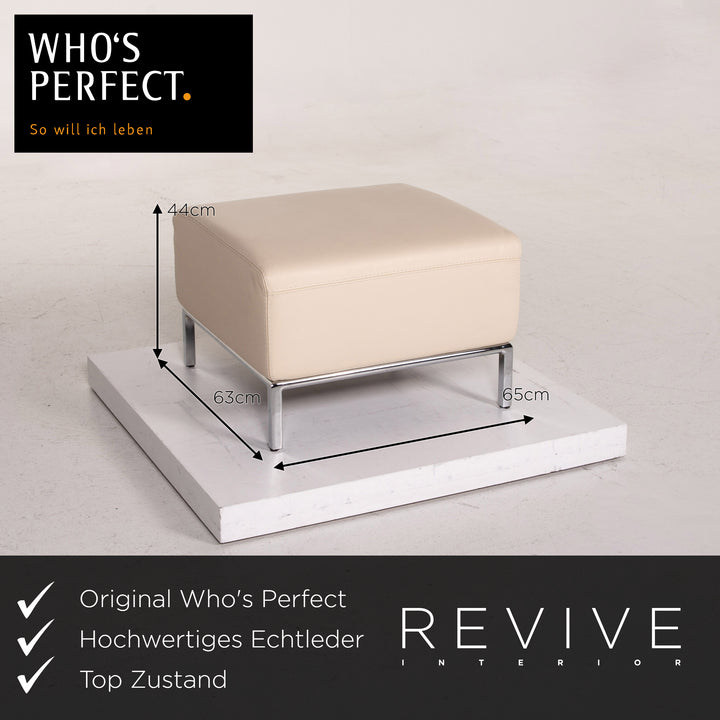 Who's Perfect Leder Hocker Creme #14771