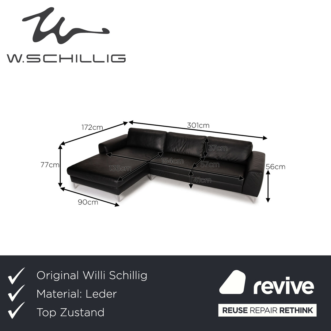Willi Schillig AleXx leather sofa black corner sofa couch