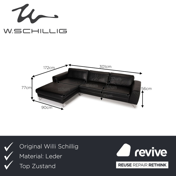 Willi Schillig AleXx leather sofa black corner sofa couch