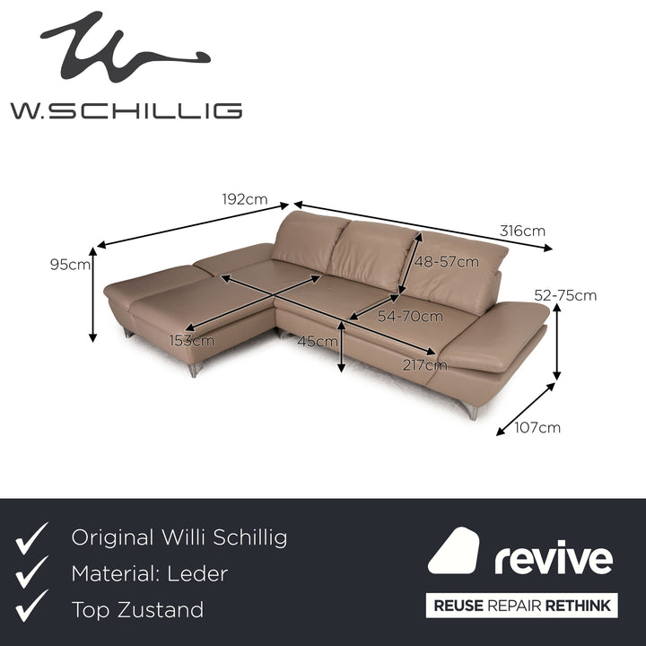 Willi Schillig Enjoy Leder Ecksofa Beige Sofa Couch Funktion