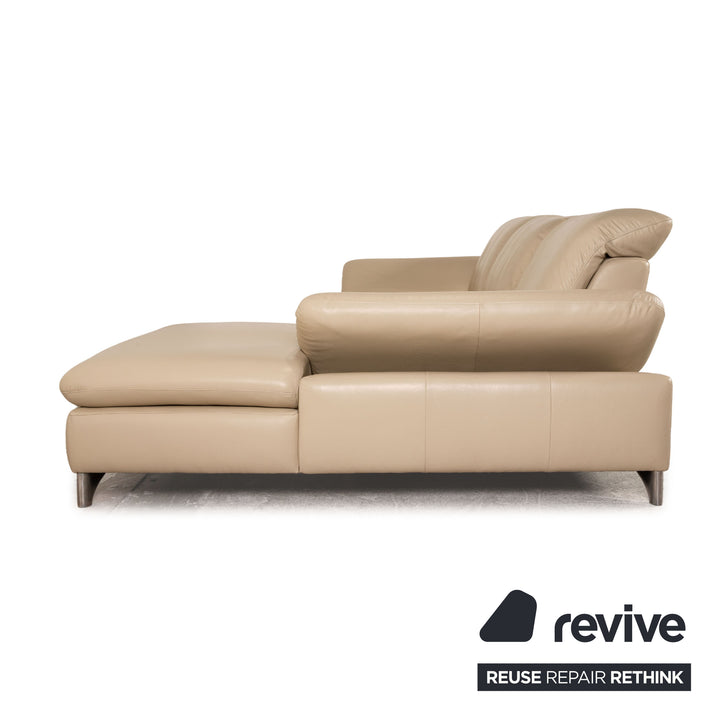 Willi Schillig Enjoy leather sofa set cream corner sofa stool function