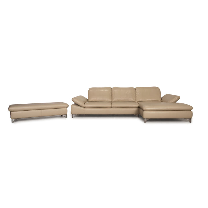 Willi Schillig Enjoy leather sofa set cream corner sofa stool function
