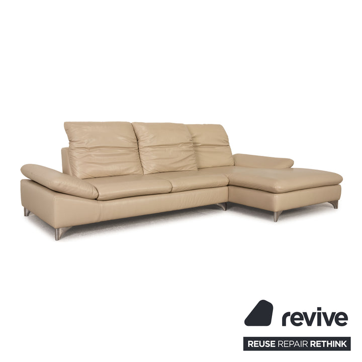 Willi Schillig Enjoy leather sofa set cream corner sofa stool function