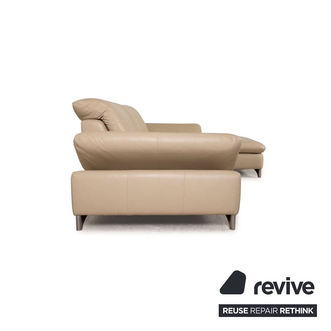 Willi Schillig Enjoy leather sofa set cream corner sofa stool function