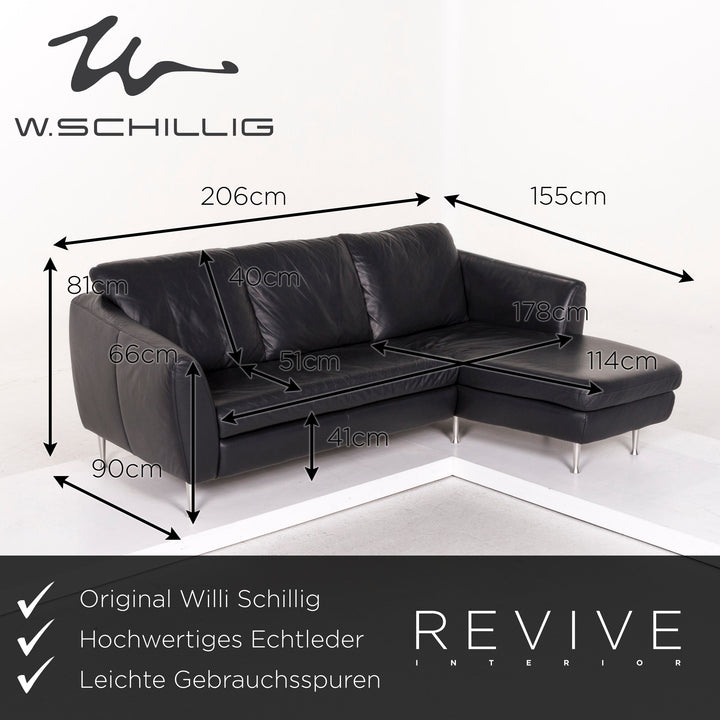 Willi Schillig Canapé d'angle en cuir gris anthracite #12232