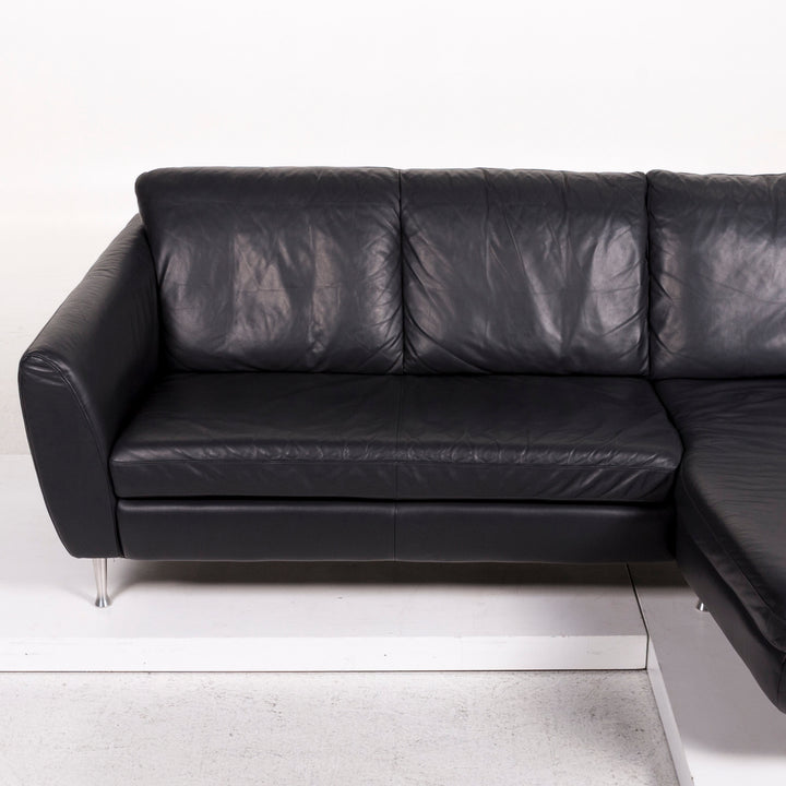 Willi Schillig Canapé d'angle en cuir gris anthracite #12232