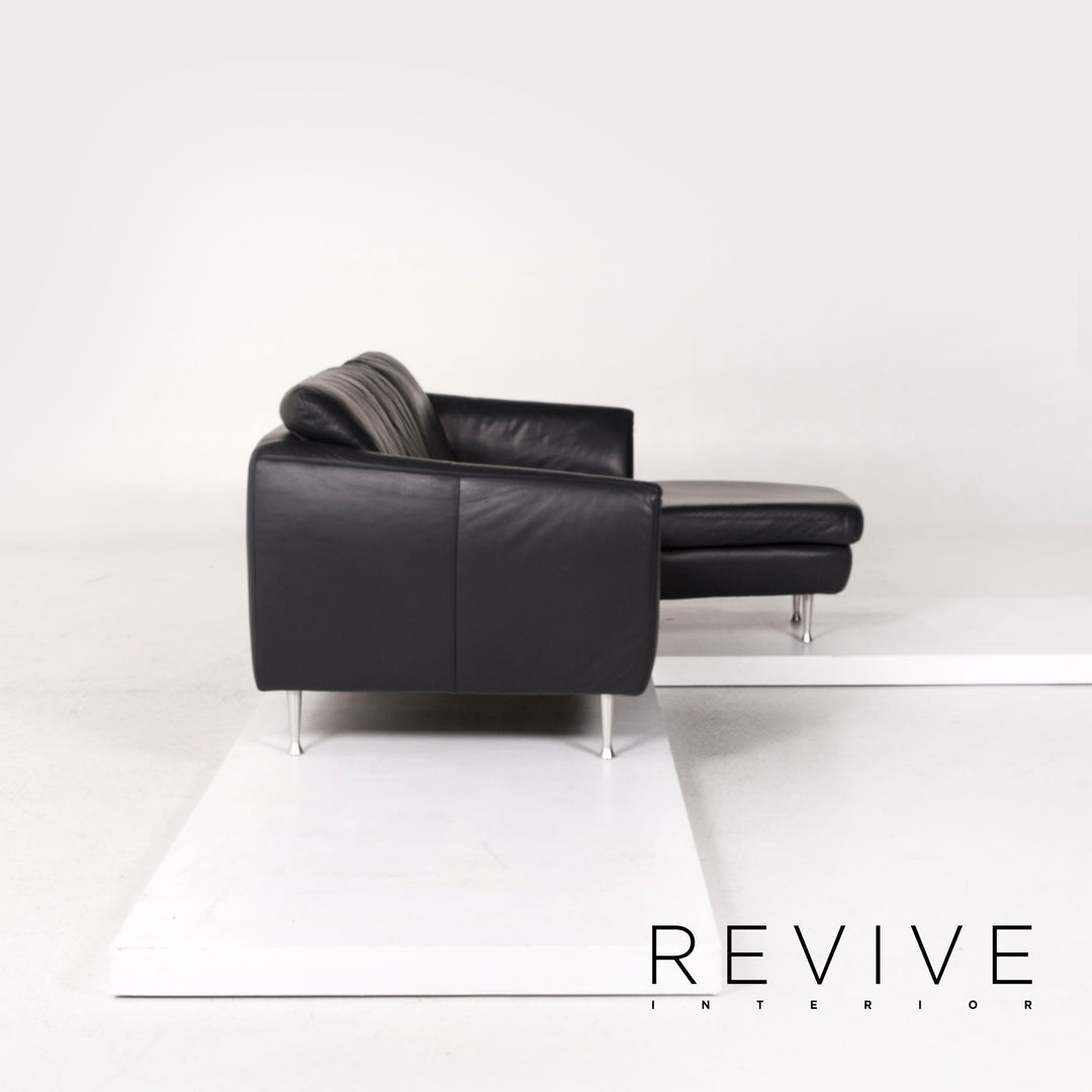 Willi Schillig Canapé d'angle en cuir gris anthracite #12232