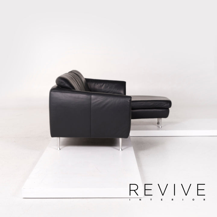 Willi Schillig Canapé d'angle en cuir gris anthracite #12232