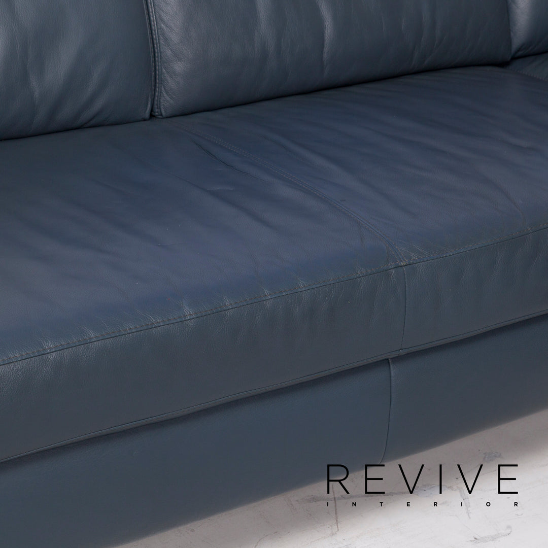 Willi Schillig Leder Ecksofa Blau Sofa Couch #12815
