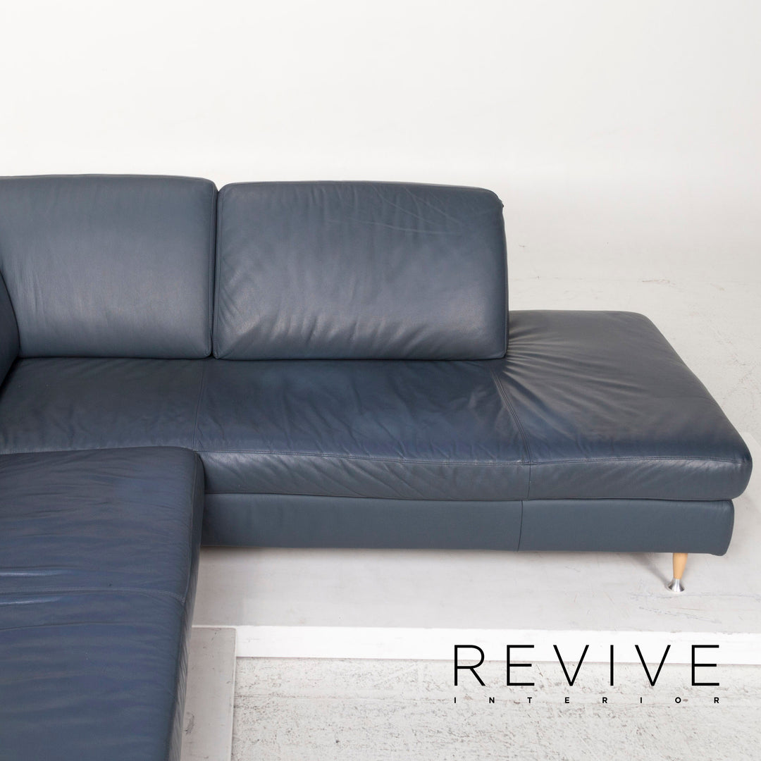 Willi Schillig Leder Ecksofa Blau Sofa Couch #12815