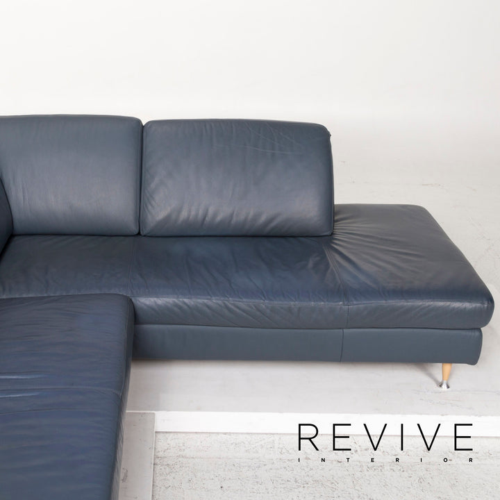 Willi Schillig Leder Ecksofa Blau Sofa Couch #12815