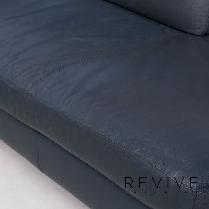 Willi Schillig Leder Ecksofa Blau Sofa Couch #12815