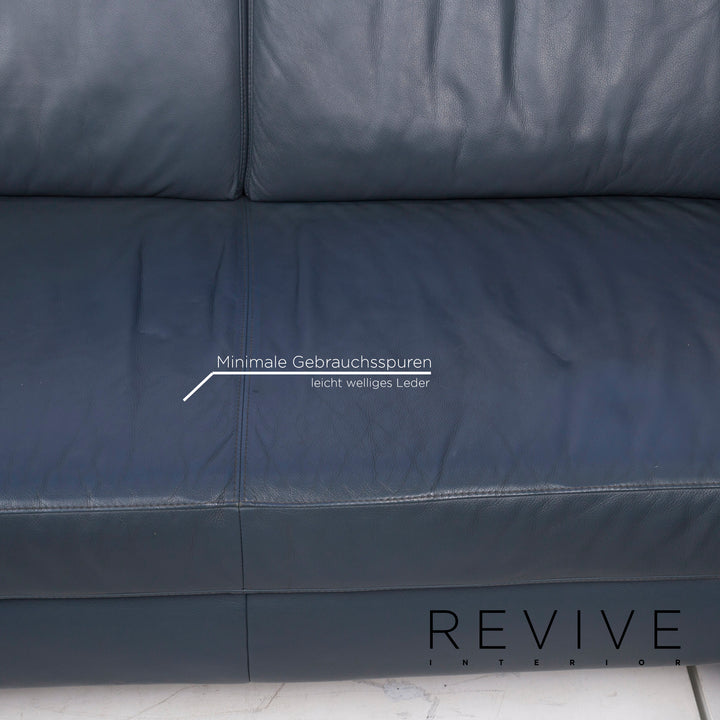 Willi Schillig Leder Ecksofa Blau Sofa Couch #12815