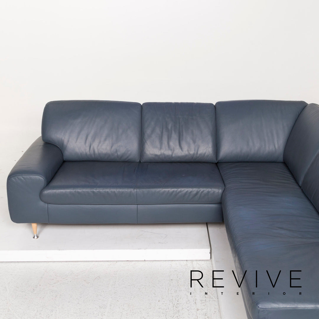 Willi Schillig Leder Ecksofa Blau Sofa Couch #12815