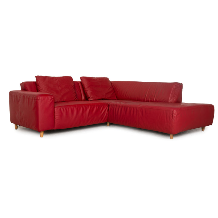 Willi Schillig Canapé d'angle en cuir Rouge Canapé Canapé