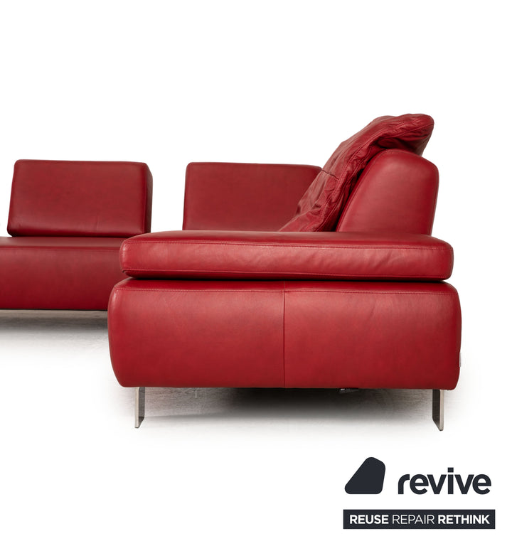 Willi Schillig leather corner sofa red sofa couch function