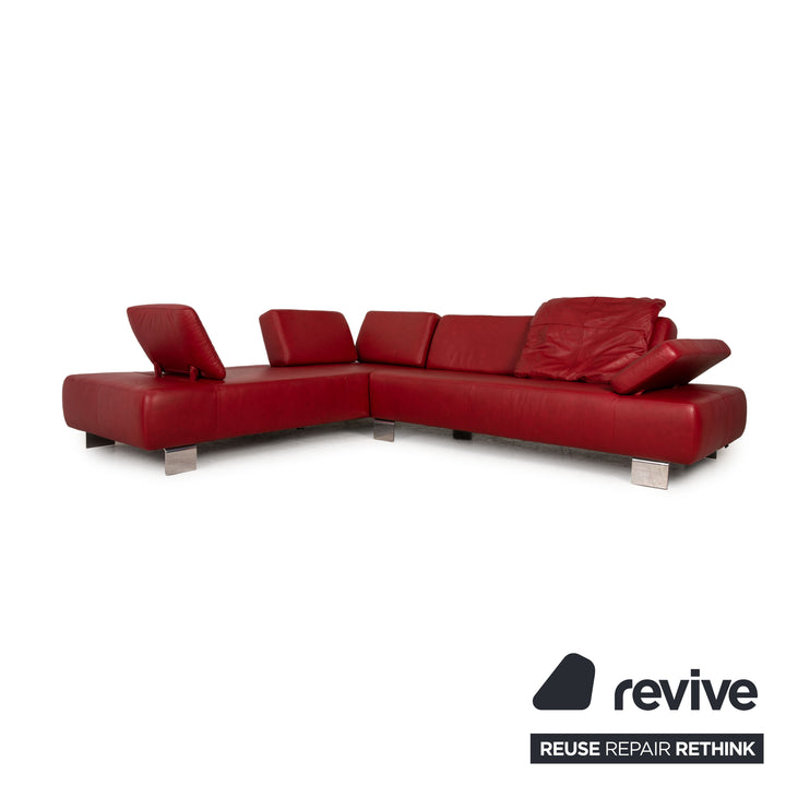 Willi Schillig leather corner sofa red sofa couch function
